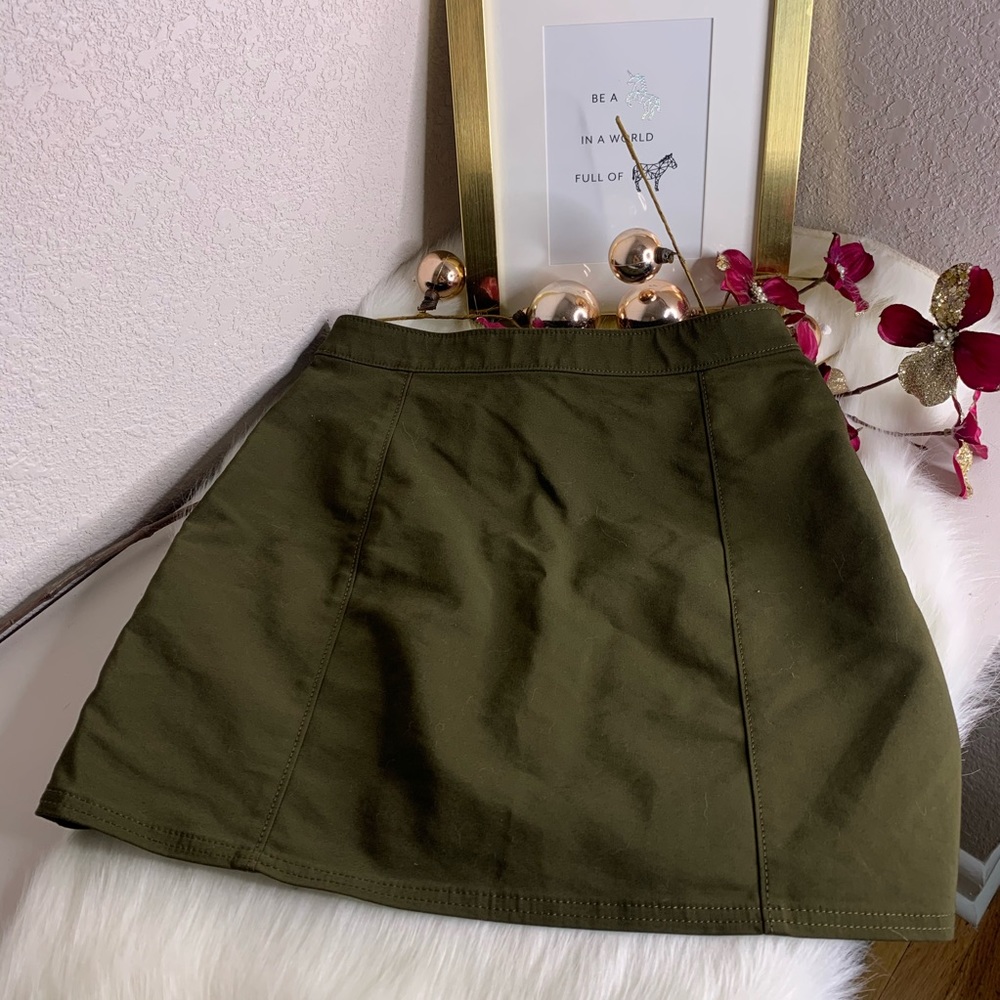 Express Dark Olive Button Up Align Mini Skirt 4 - image 3